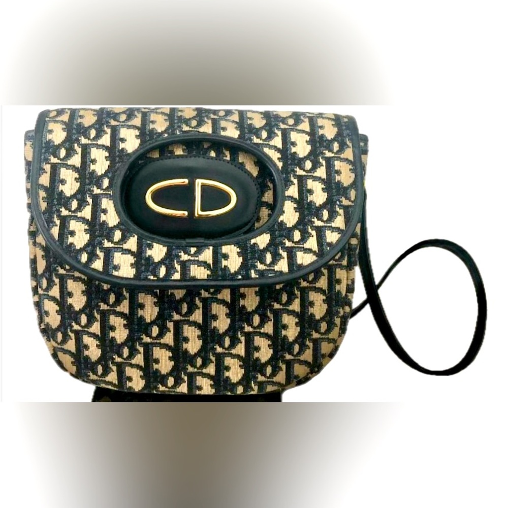 Christian Dior monogram black trotter canvas shoulder satchel bag